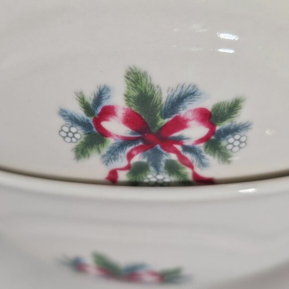 Pfaltzgraff Red Ribbon Soup Salad Cereal Bowls 6" set/6 holiday Christmas dish - Picture 7 of 10